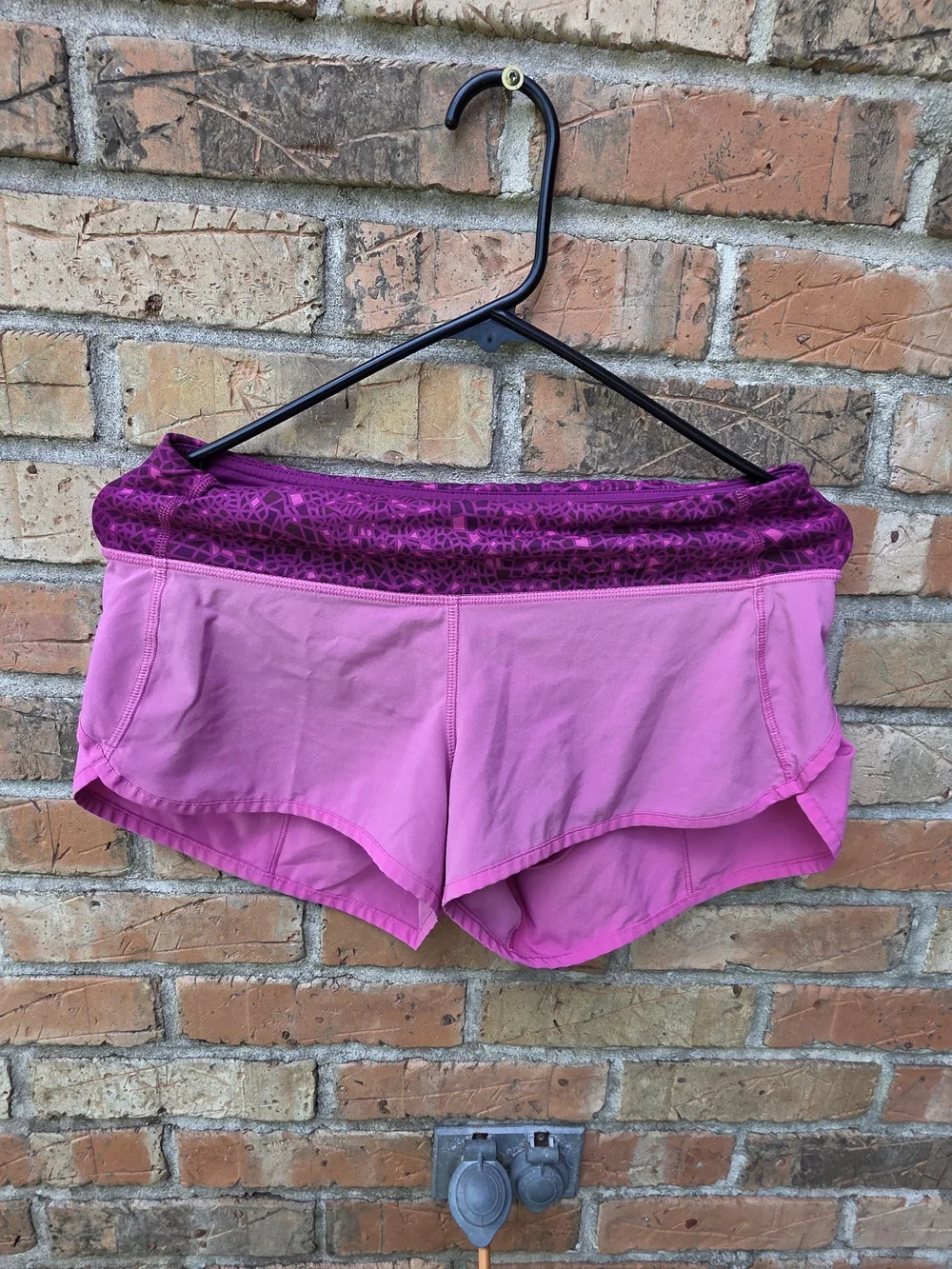 lululemon athletica Pink Layered Running Shorts with Patterned Waistband